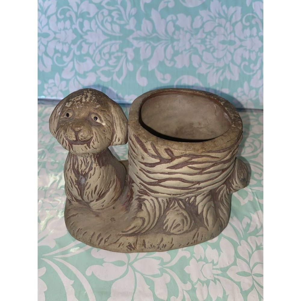 Vtg Planter with Sitting Dog-Indoor/Outdoor Plant